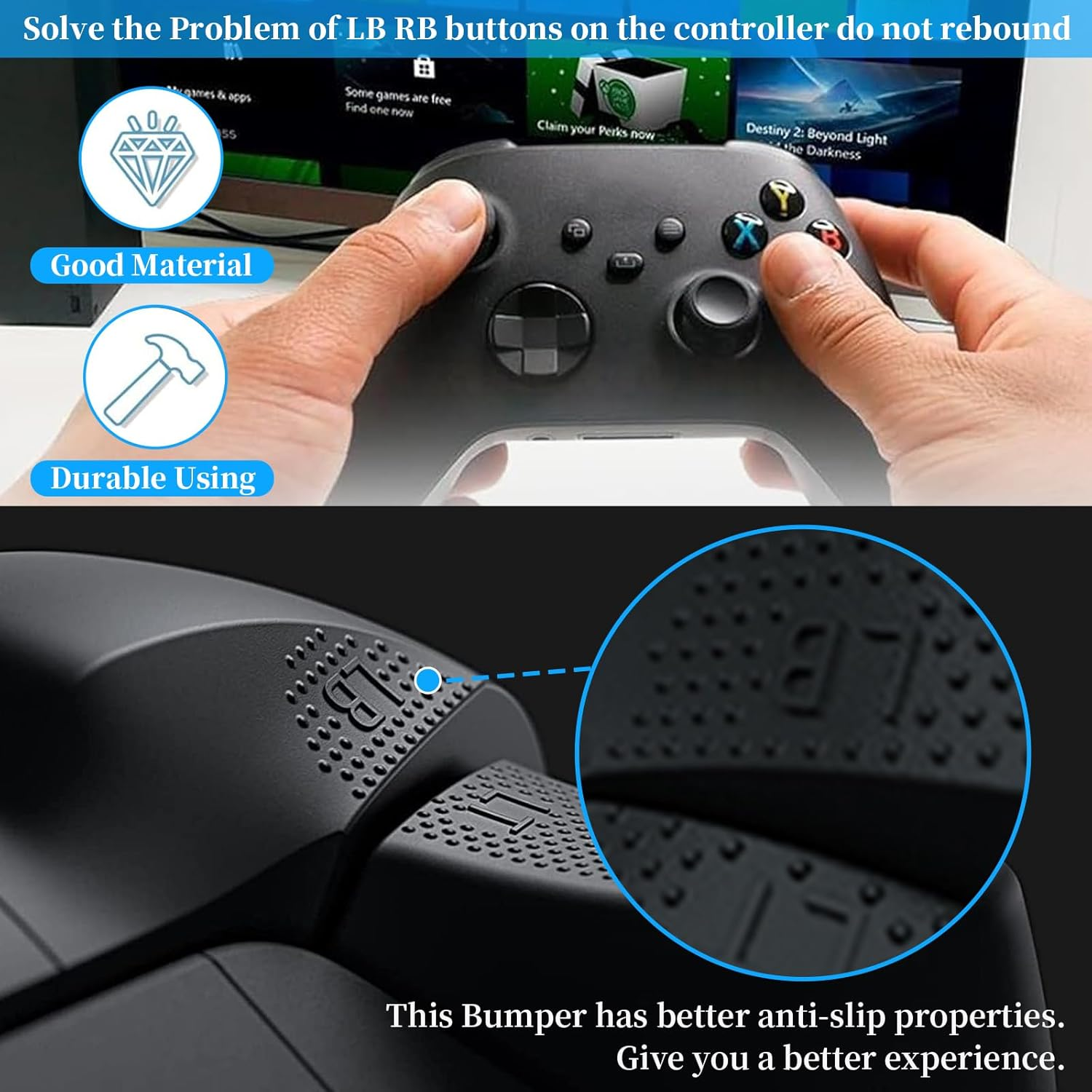 Replacement Bumpers LB RB Trigger Bumper Button Compatible with Xbox Series X/S Controller - Durable Gamepad Buttons - Easy Install Repair Parts - Official Style Replacement Accessories (4 PCS) image number 4