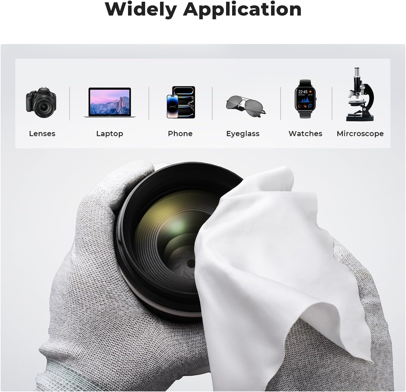 K&F Concept Import Microfiber Cleaning Cloths, 20-Pack Vacuum Wrapped for Camera Lens/Eyeglasses/Iphones/Computers/Ipad/Led Screens/Electronics/Precision Instrument image number 2