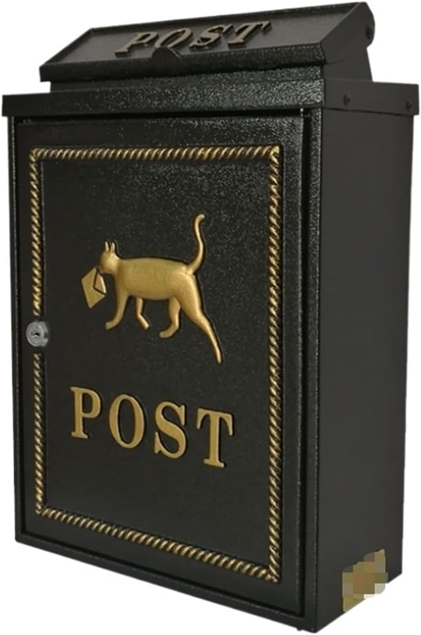 Letterbox Dropbox outside Wall Mount Locking Mailbox with Sturdy Key Lock Outdoor Security Post Box Post Box(Black) - Brown image number 5