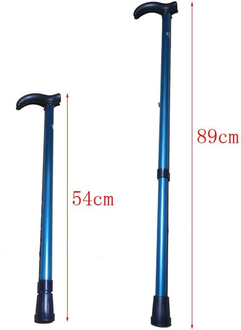 Aluminium Metal Walking Stick Travel Retractable Adjustable Compact Cane Pole, Non-Slip Grip, 21.26-35.04 In - Blue image number 4