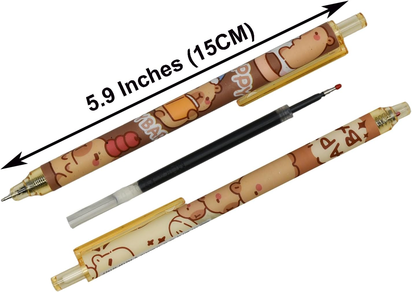 Maydahui 12PCS Capybara Rollerball Gel Pens Cartoon Animal Pen Retractable Priting Pens Novelty Pen Black Ink for School Party Office image number 2