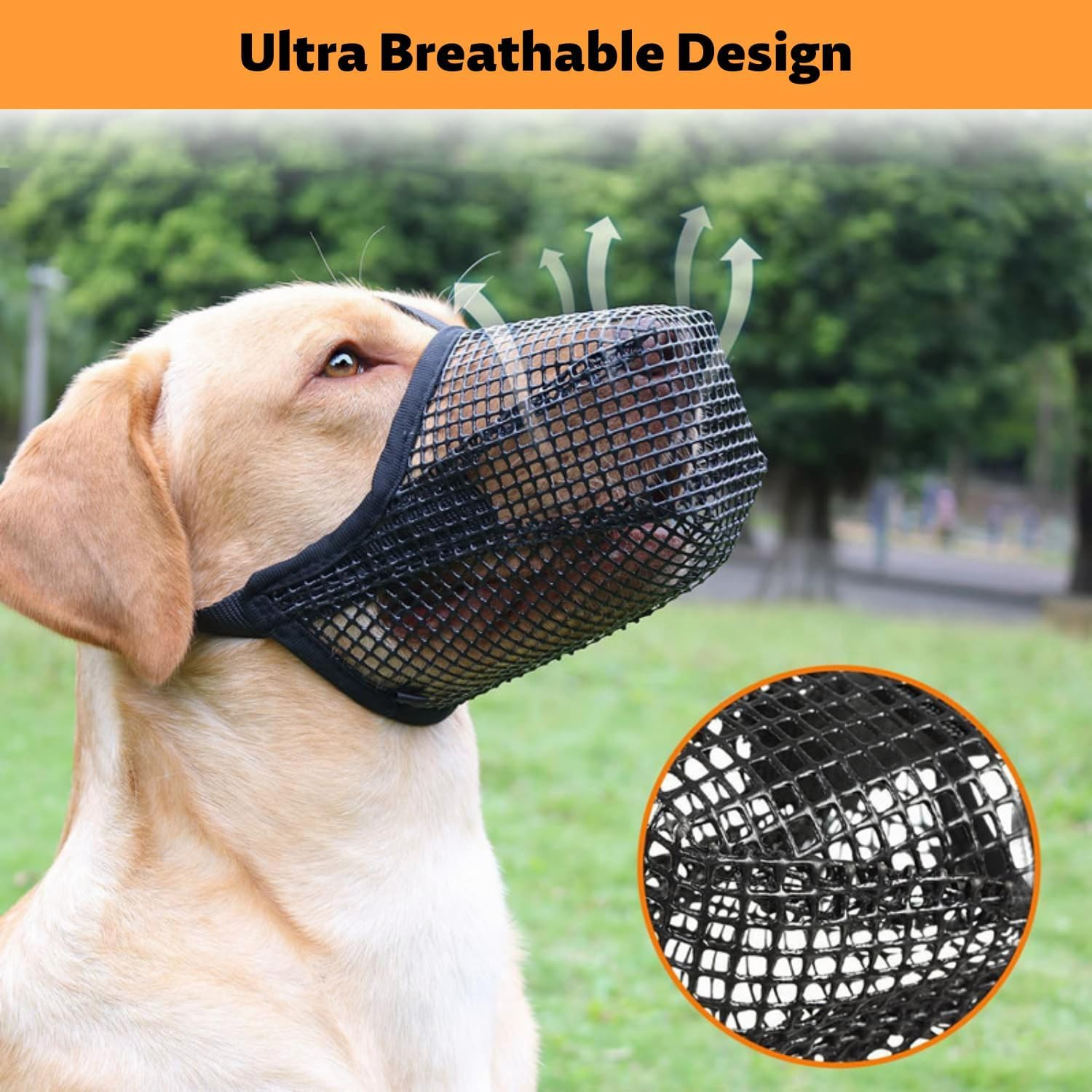Muzzle for Dogs, Adjustable Puppy Muzzles, Breathable Pet Mask, Dog Training with Adjustable Shoulder Strap and Buckle, Muzzle for Small, Medium, Large Dogs (L) image number 3