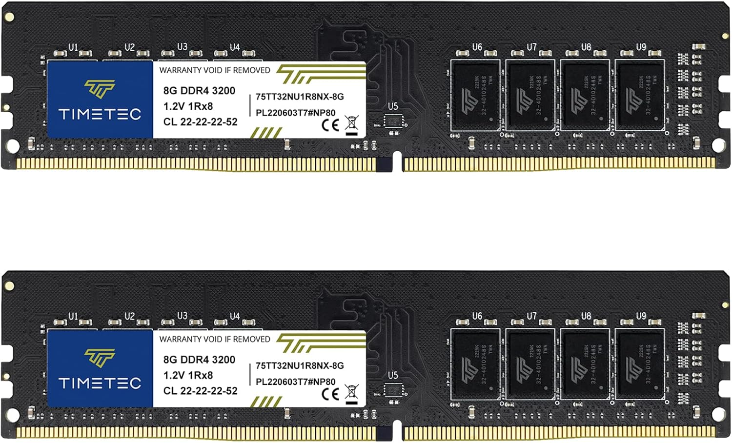 Timetec 16GB DDR4 3200Mhz PC4-25600 CL16 1.35V Non-Ecc Unbuffered Dual Rank Designed for Gaming and Graphic Compatible with AMD and Intel Desktop PC Computer Memory RAM Module Upgrade (16GB) image number 4