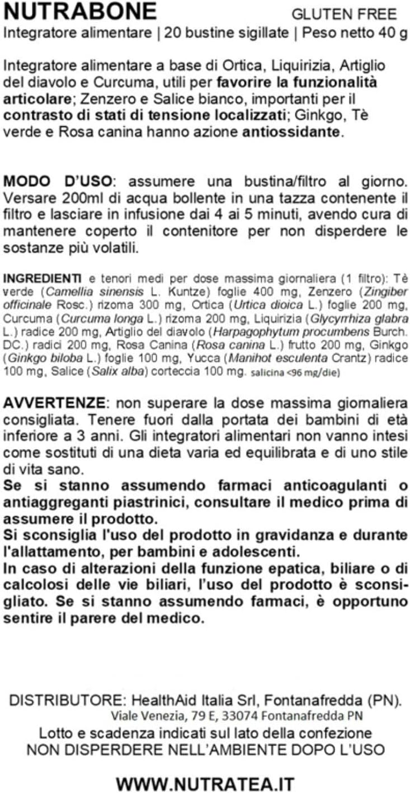 NUTRABONE - Bone Health Tea | Bone Strength Tea - Helps Maintain Bone Density & Joint Care - Includes Ginkgo Biloba, Rosehip & Devil'S Claw - 20 Enveloped Tea Bags - by Nutra Tea - Herbal Tea image number 3