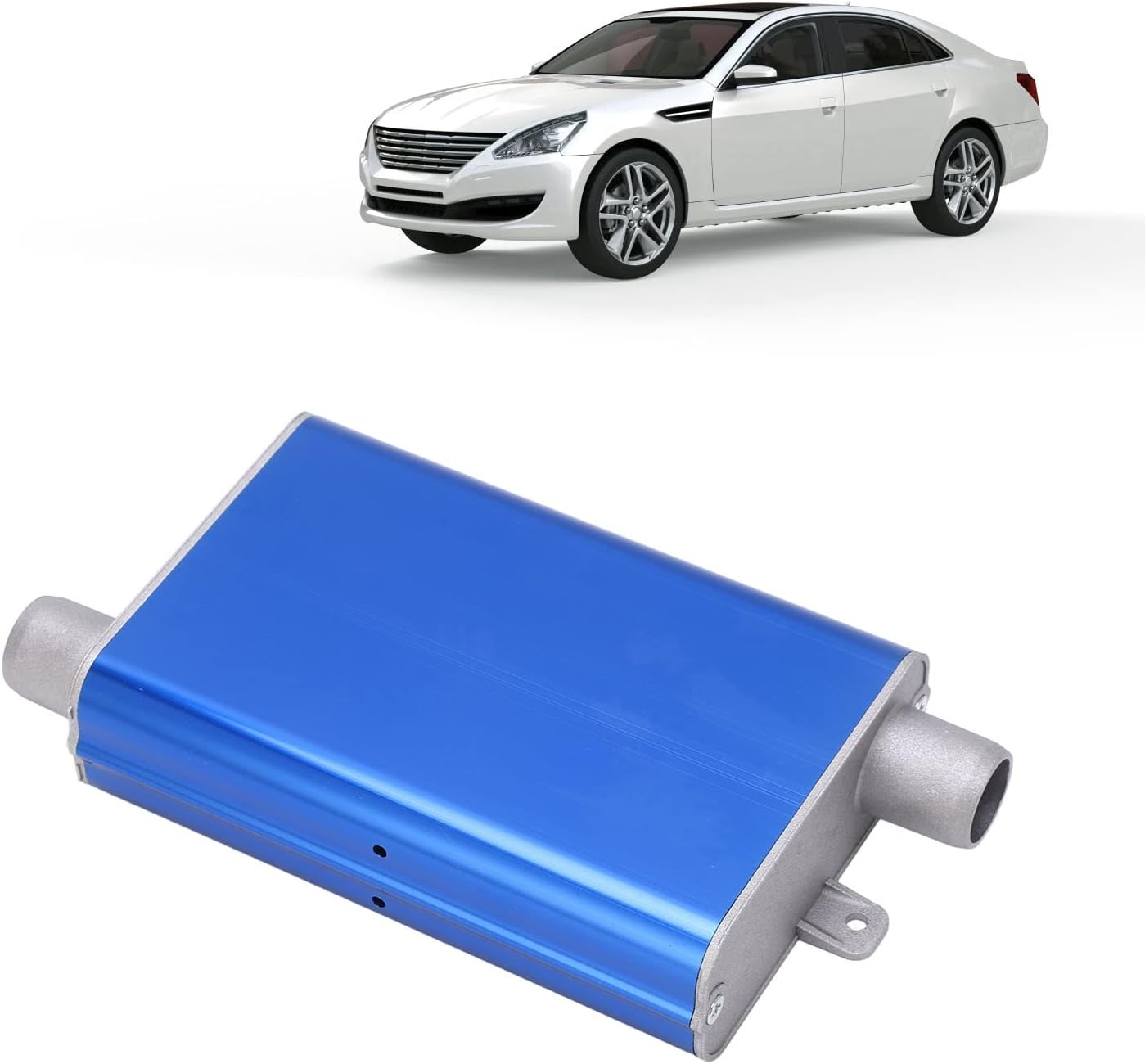 Parking Heater Exhaust Muffler, Upgraded Heater Exhaust Muffler Straight Aluminum Alloy for Eberspacher Airtronic D2 D4 D4S (Blue)