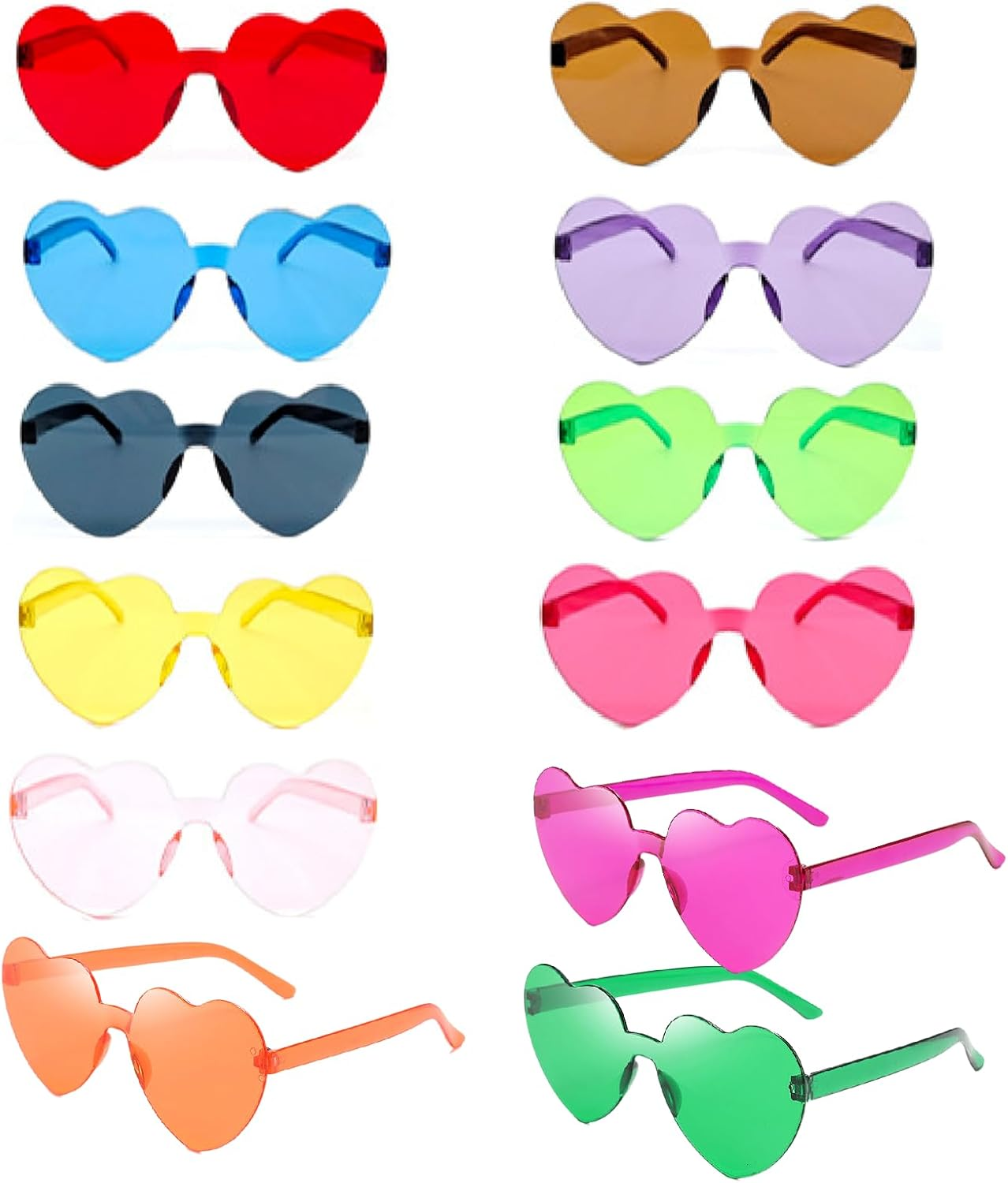 12PCS Party Glasses Frameless Candy Heart-Shaped Sunglasses Love Glasses Photo Booth Props Party Accessories Suitable for Parties Masquerade Parties Theme Parties Travel Cycling image number 3