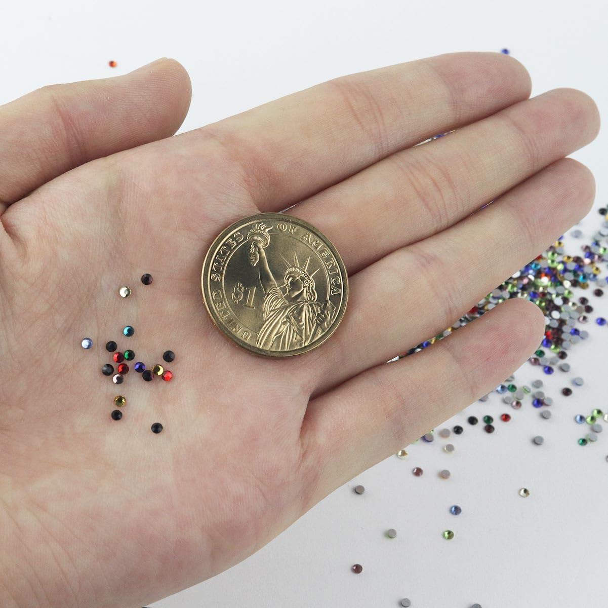 2400 Pieces Flat Back Rhinestones Colorful round Glass Gems for Nail Art & Face Makeup Flatback Crystal Rhinestone for Crafts DIY Clothes Shoes Bags Manicure Diamond Art (12 Colors)