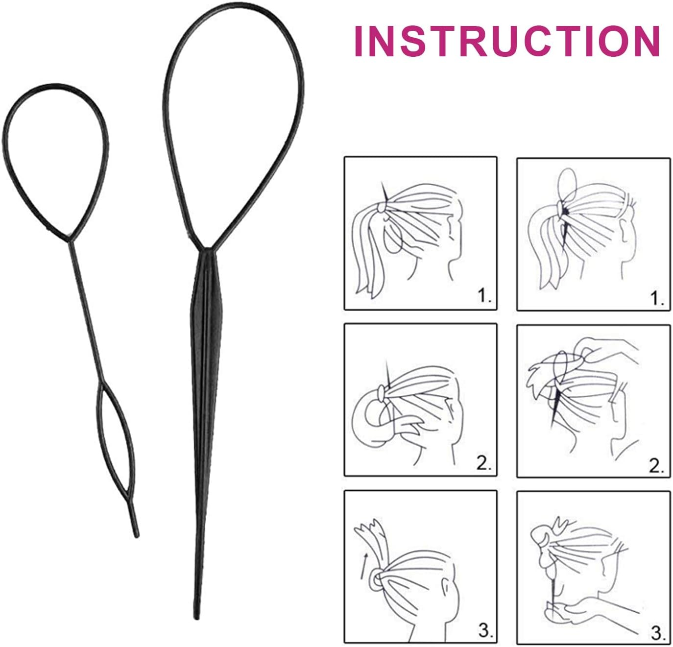 Hair Styling Tool Set Topsy Tail Ponytail Maker Braid Ladies Girl Clip Loop