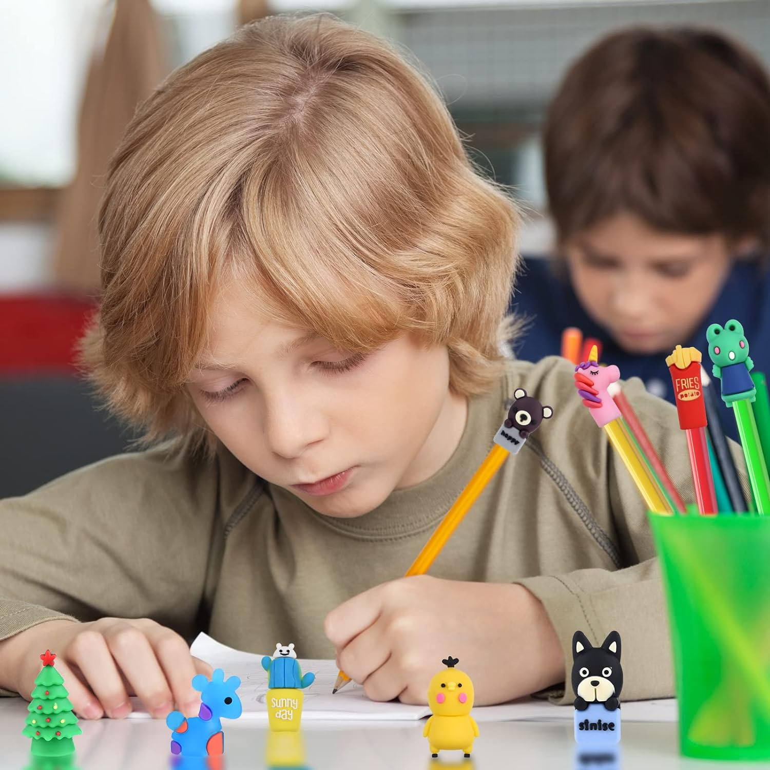 ELECLAND 27 Pieces Pencil Toppers Animal Pencil Toppers Dinosaur Pen Toppers Clip on Pencil Classroom Prizes for Kids Office School Supplies Party Favors image number 3