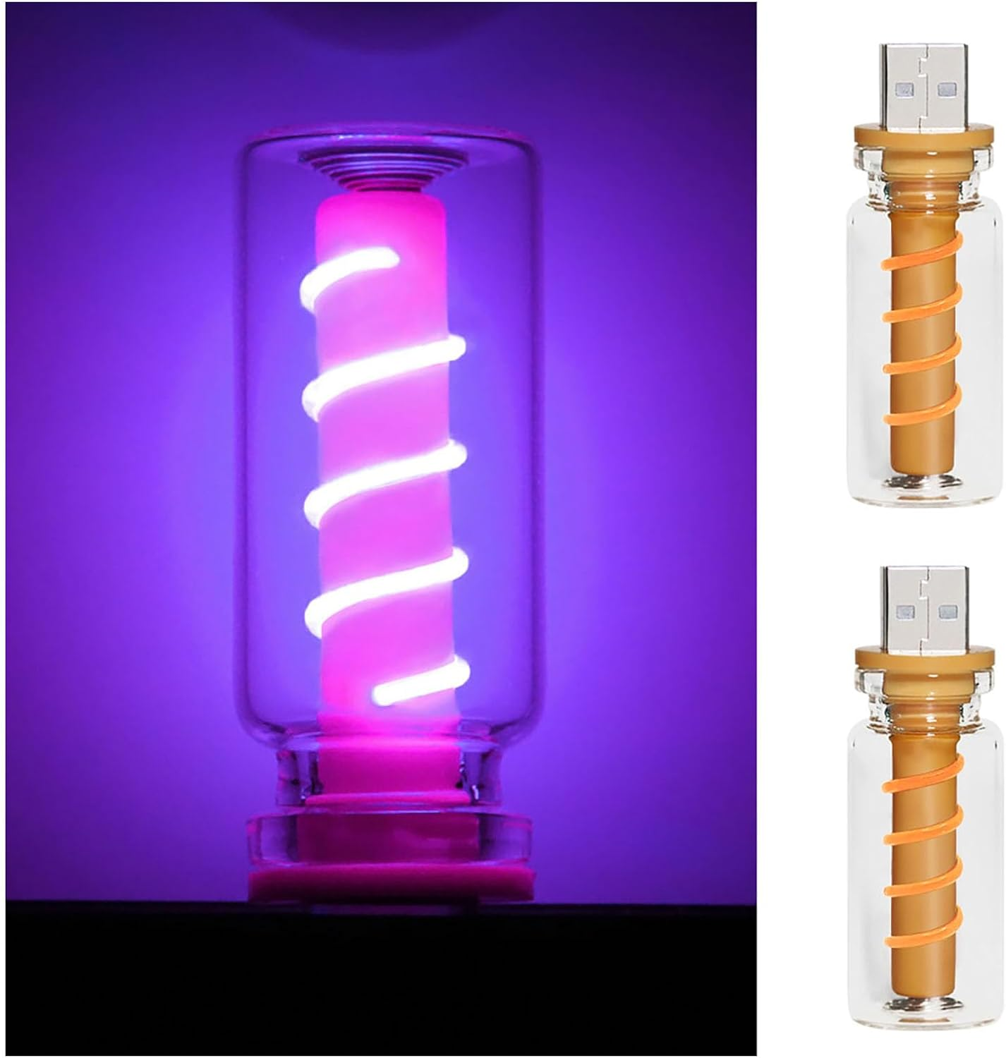 2 PCS Retro Car Lamps,Plug-In USB Led Interior Atmosphere Lights with Touch and Dimmable,Car USB Night Light,Portable Mini LED Interior Lamps,Blue