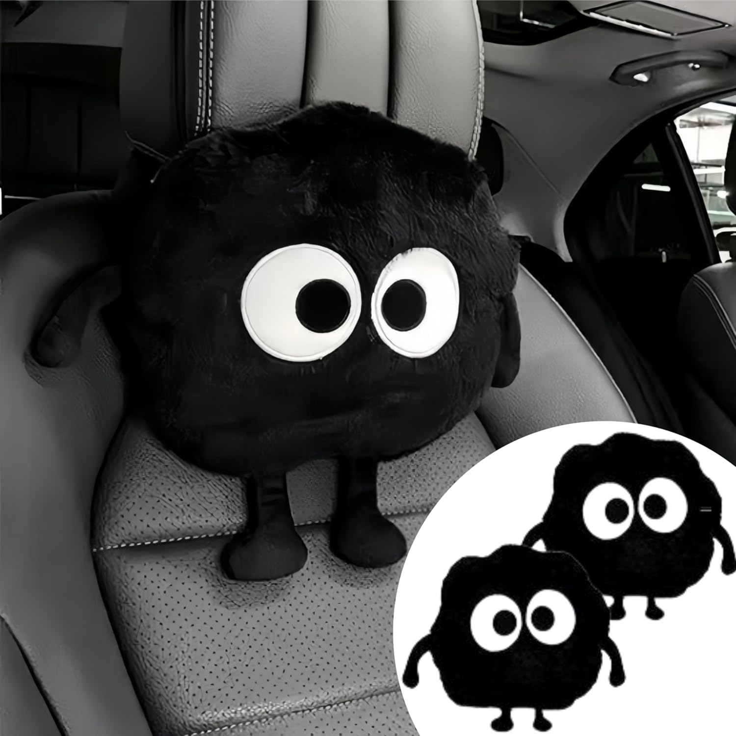 Car Headrest Pillow 2PCS Cute Big-Eyed Sprite Car Headrest Pillows Travel Neck Pillow Comfortable Neck Support - Plush Comfort Neck Cushions for Cars, Home & Office image number 2