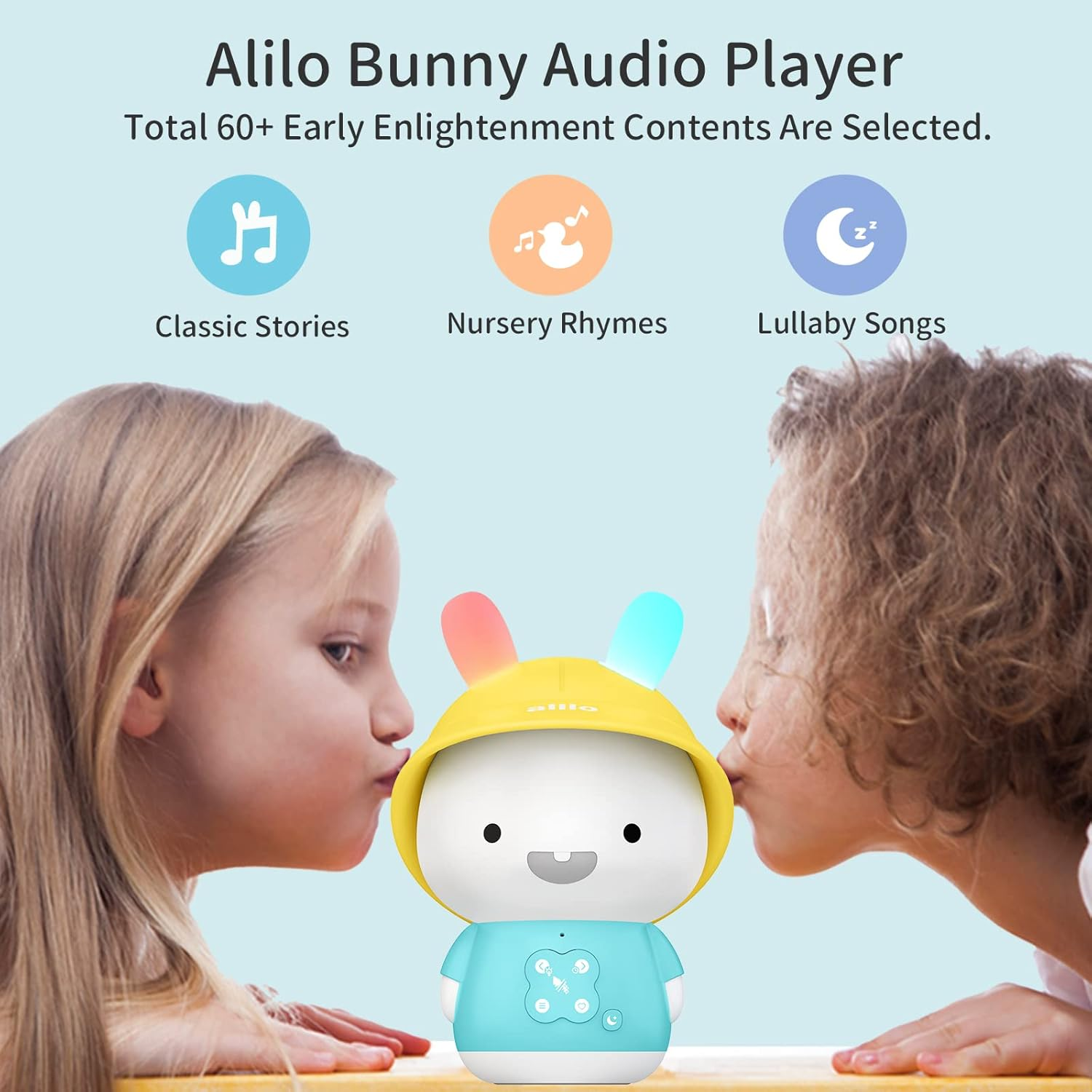 Alilo Baby Bunny G9S+ Interactive Music/Story Player for Baby and Kids - Includes White Noise Sound, Nightlight, Sleep Soother All-In-One (Blue) image number 1