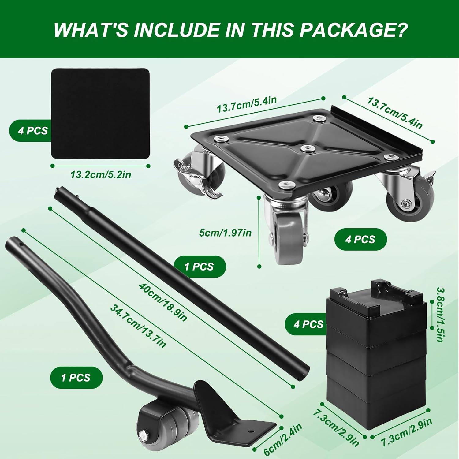 SAILESI Furniture Dolly 4 Pack, Heavy Duty Furniture Movers with 5 Wheels 360&deg; Rotatable, Supports up to 1300KG, Carbon Steel Panel Heavy Duty Dolly for Easy Moving Appliance Sofa Cabinet Refrigerator