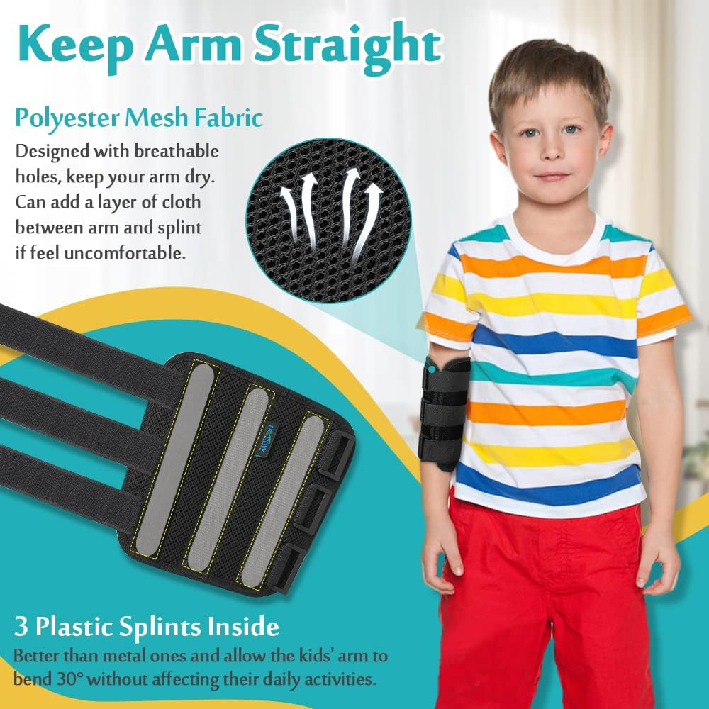 Elbow Splint Cubital Tunnel Brace Ulnar Berve Arm Immobilizer Pediatric Child Elbow Support for Tendonitis Radial Nerve Splint Night Brace Sleeping Elbow Stabilizer Arm Restraints (Small) - S image number 2
