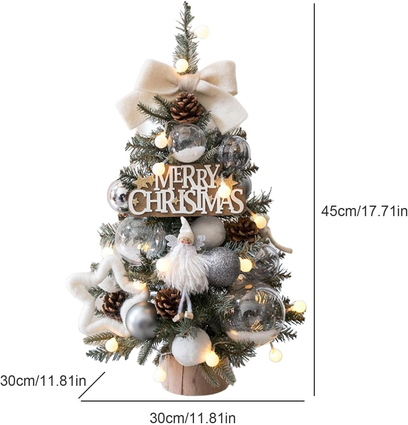 Christmas Tree with Lights - 18-Inch Portable Table Ornaments Christmas Trees - Christmas Table Centerpieces, Reusable Happy Christmas Decoration Set for Desks image number 1
