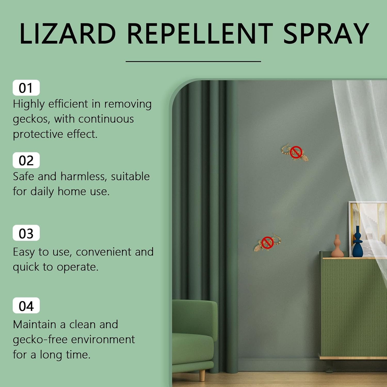 Lizard Repellents Spray, 50ML Naturals Lizard Repellent Lavender Oil Gecko Repellent, Reptile Deterrents Control Outdoor or Indoor for Home Kitchens Balconies Gardens (2) image number 5