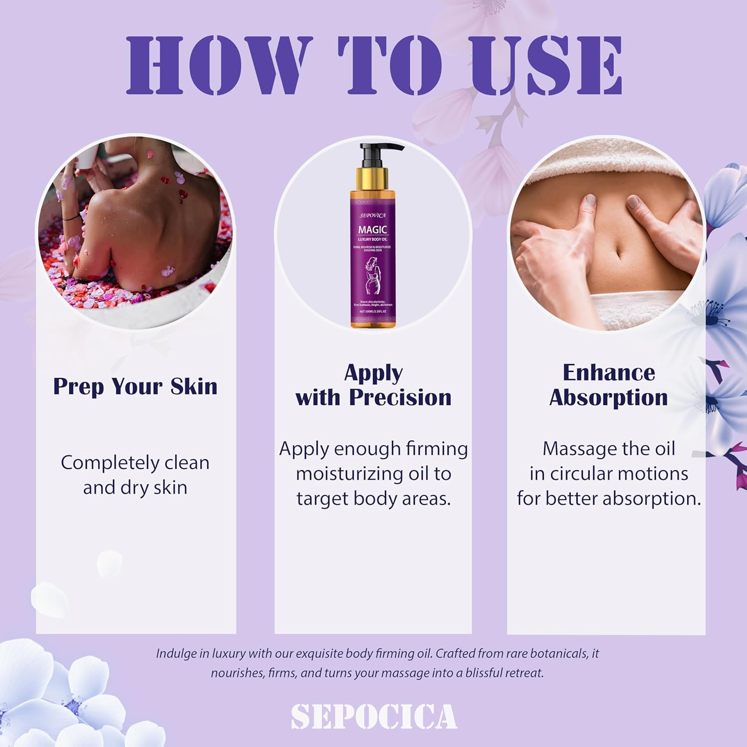 Body Firming Oil, Natural Botanicals Hydrating Firming O Il for Women, Fast-Absorbing with Cactus Extract & Camellia Oil, Vitamin E, Targets Abdomen/Thighs, 3.38 OZ (2PCS) image number 6