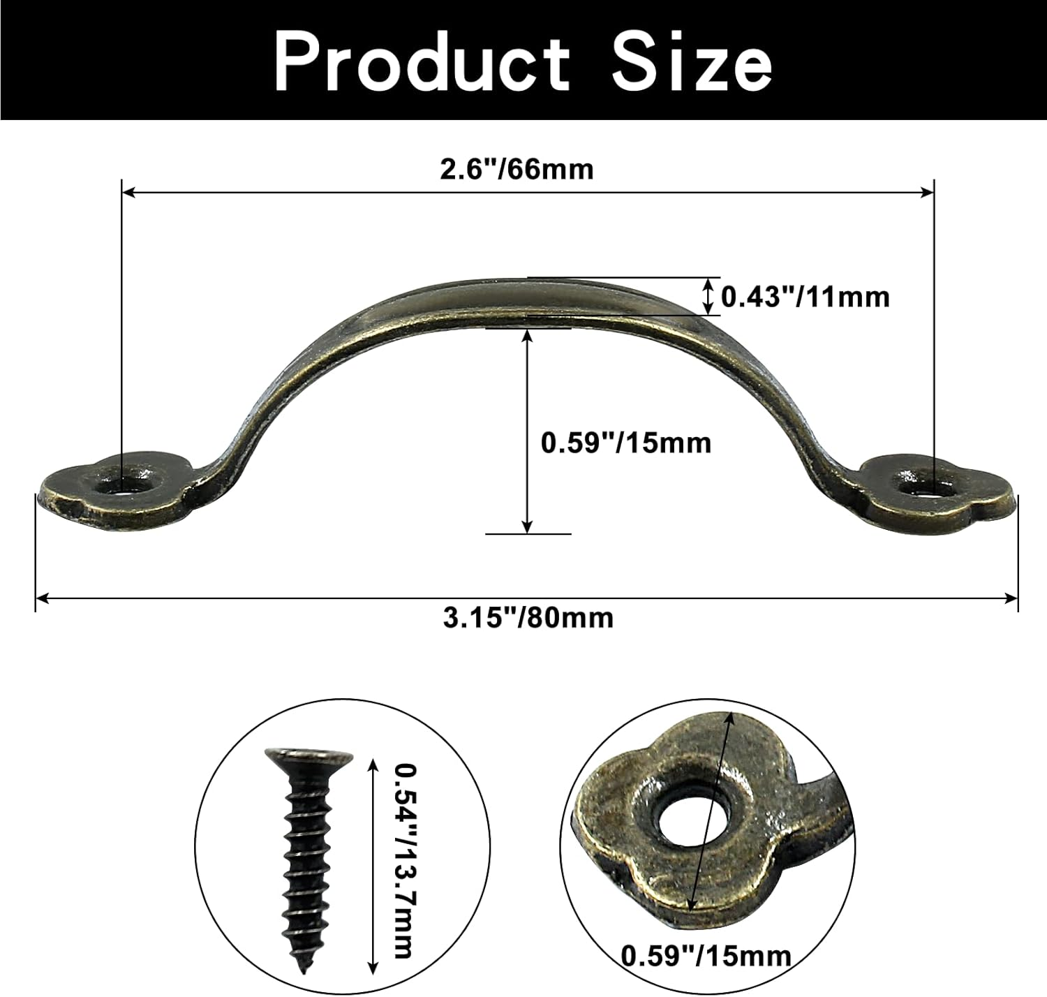 Hitefu 12Pcs 3 Inch Rustic Barn Door Handles, Bronze Vintage Metal Gate Pull Handle 2.6 Inch Hole to Hole, Plum Blossom Zinc Alloy Furniture Handle for Cabinet Garage Closet Drawer Cupboard Wardrobes image number 4