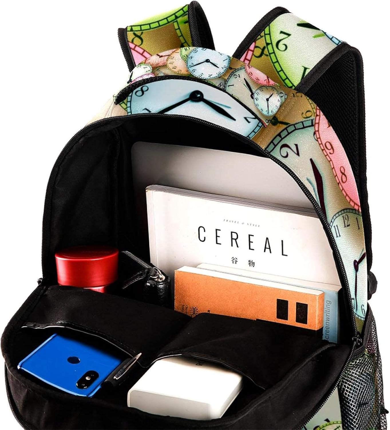 Clock Backpack Students Shoulder Bags Travel Bag College School Tote Backpacks image number 2