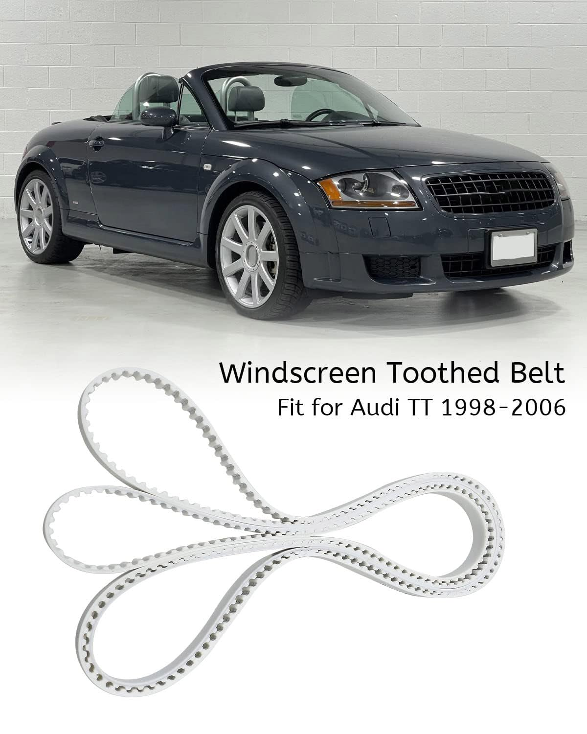 8N7862997 Windscreen Toothed Belt Fit for Audi TT MK1 1.8L 3.2L A/T M/T 2001-2006, Convertible Top Soft Top Rear Replacement Drive Belt Replace 8N7-7862-997