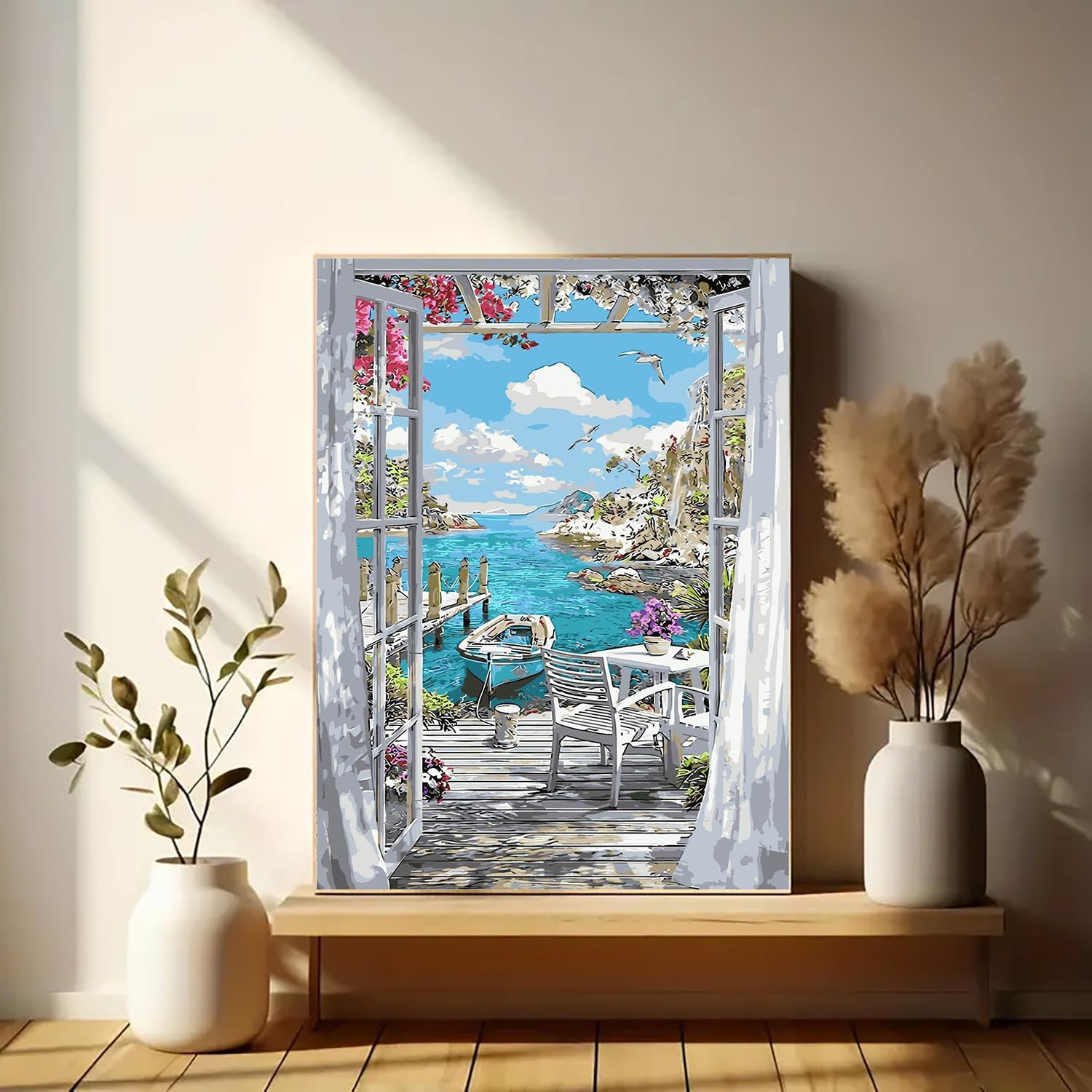 YECFWVRXHTS Paint by Numbers Kit for Adults Beginner, Seaside DIY Acrylic Paint by Number on Canvas, 16X20 Inch image number 2