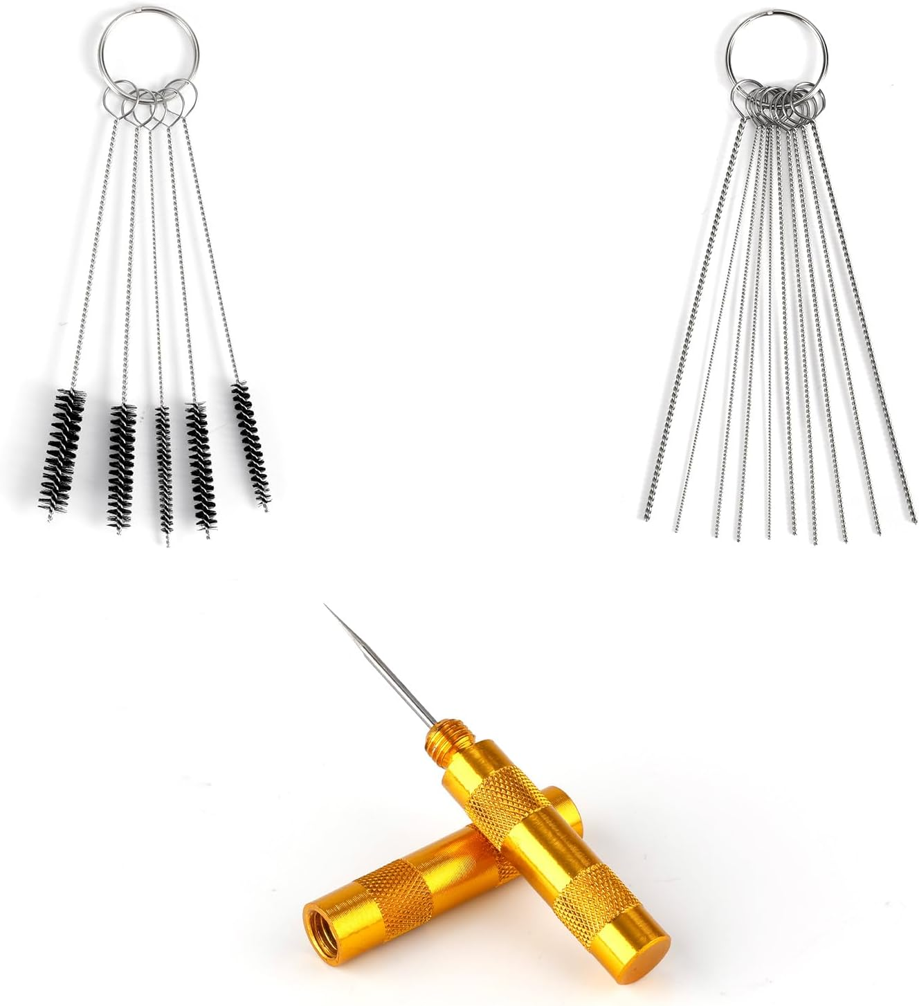 Carburetor Cleaning Kit, 5 Thicknesses Single-Head Brushes 10 Cleaning Needles with Scraper for Motorcycle ATV Welder Chainsaw Carburetor Jets Small Engine Maintenance image number 2