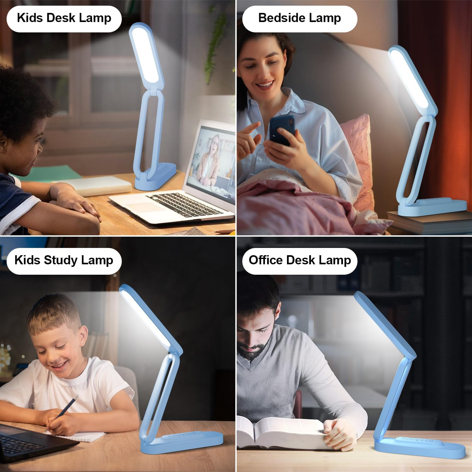 LED Desk Lamp for Office Home & Battery Operated Lamp Rechargeable Lamp Foldable & Portable Light, LED Desk Light Strip, 3 Brightness Dimmable Small Desk Lamp Wireless Reading Lamp image number 2