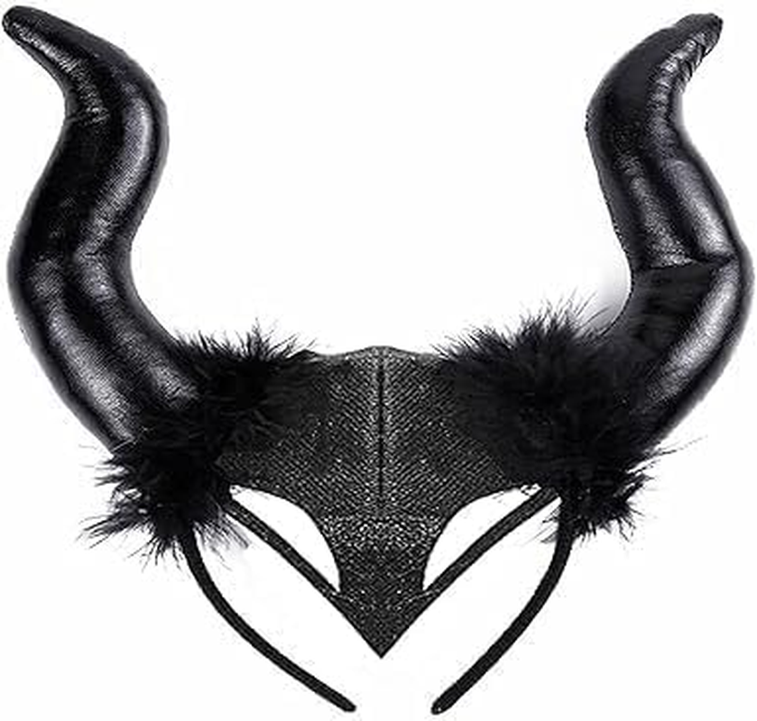 1 PCS Devil Horn Headband Demon Headband Horns Headpiece Halloween Cosplay Party Photo Props Headband Costume Accessory(Black) image number 4