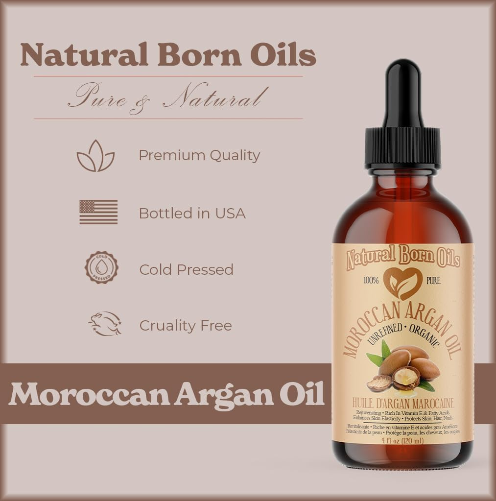 8Oz Moroccan Argan Oil, 100% Pure and Natural, Cold-Pressed, Organic - Works Magic on Your Skin and Hair - Includes Pump & Flip Cap