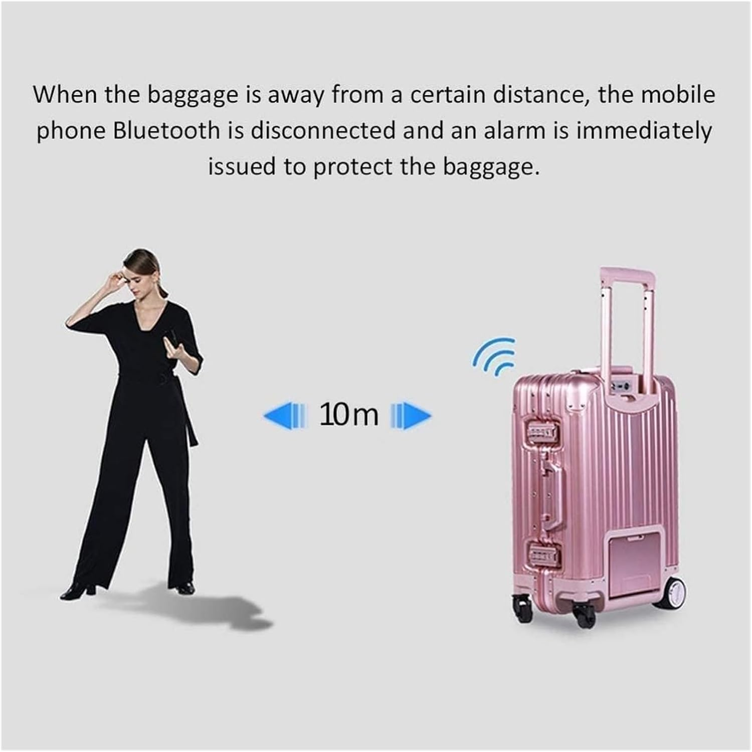 VEGIONES Luggage，Suitcases with Wheels Carry on Luggage Smart Remote Control Suitcases Carry on Luggage 20 Inch Suitcase Usb Rechargeable Riding Suitcases with Wheels Lightweight, One Color, Silver-