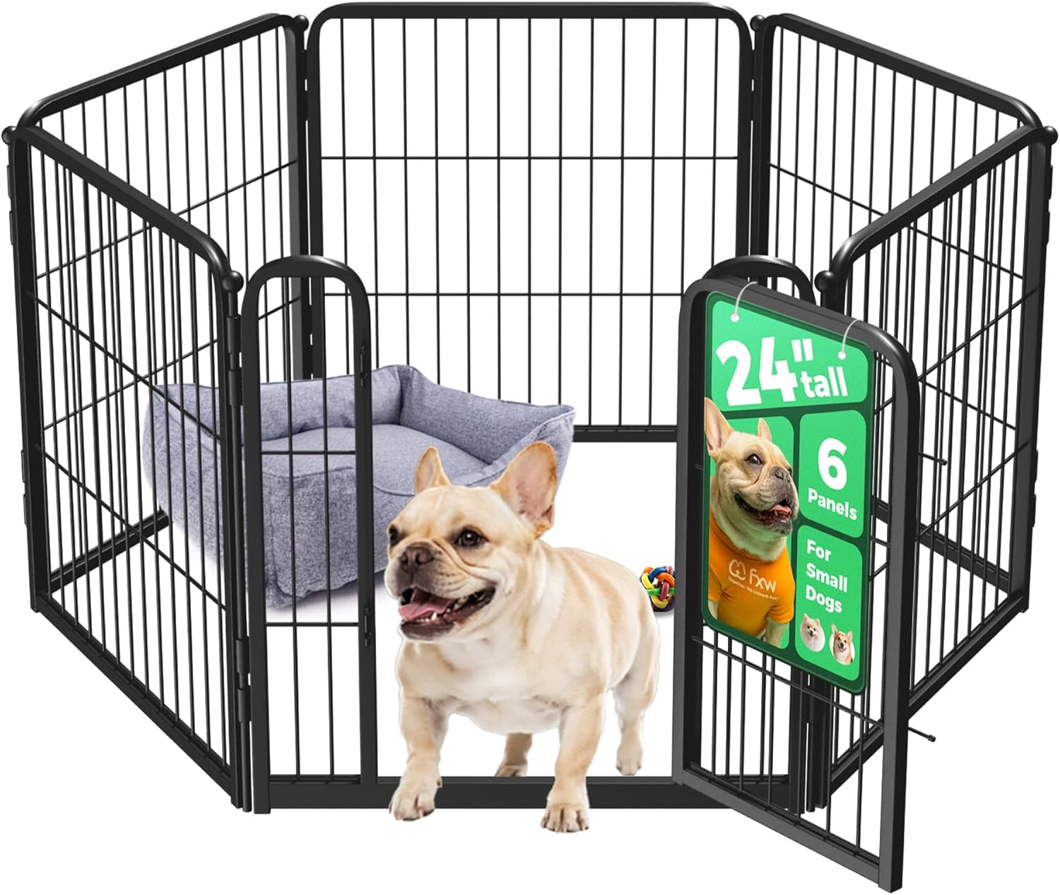 FXW Homeplus Unleashed Indoor Dog Playpen - Stress-Free and Safe Play, Heavy Duty 24 Inch 6 Panels Dog Pen for Puppy and Small Dogs, Black│Patented image number 6