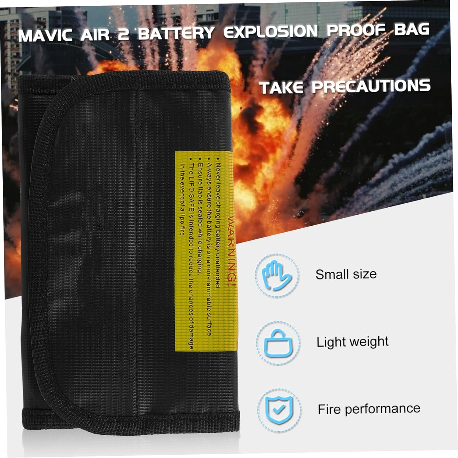 BRIGHTFUFU Fireproof Bag for Air Safe Lithium Battery Pouch for Charging Transport and Storage Design for Drone Supplies image number 3