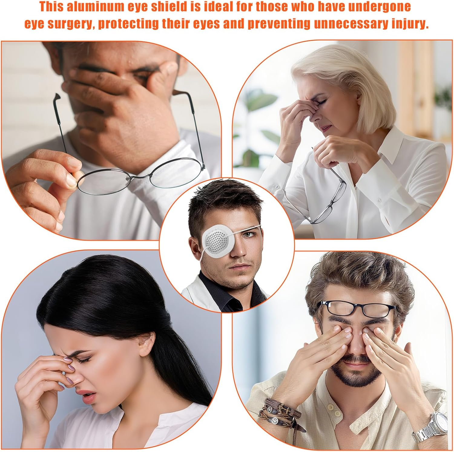 Eye Shield after Surgery, Aluminum Protective Breathable Eye Patch Cover for Adults with Extended Elastic Strap and White Cloth Covering for Sleeping and after Surgery image number 1