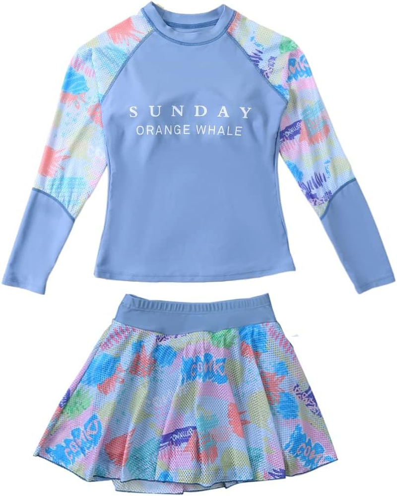 KORADI Girls Swimsuit Rash Guard Set 2-Piece Swimwear Bathing Suit 3-14 Years