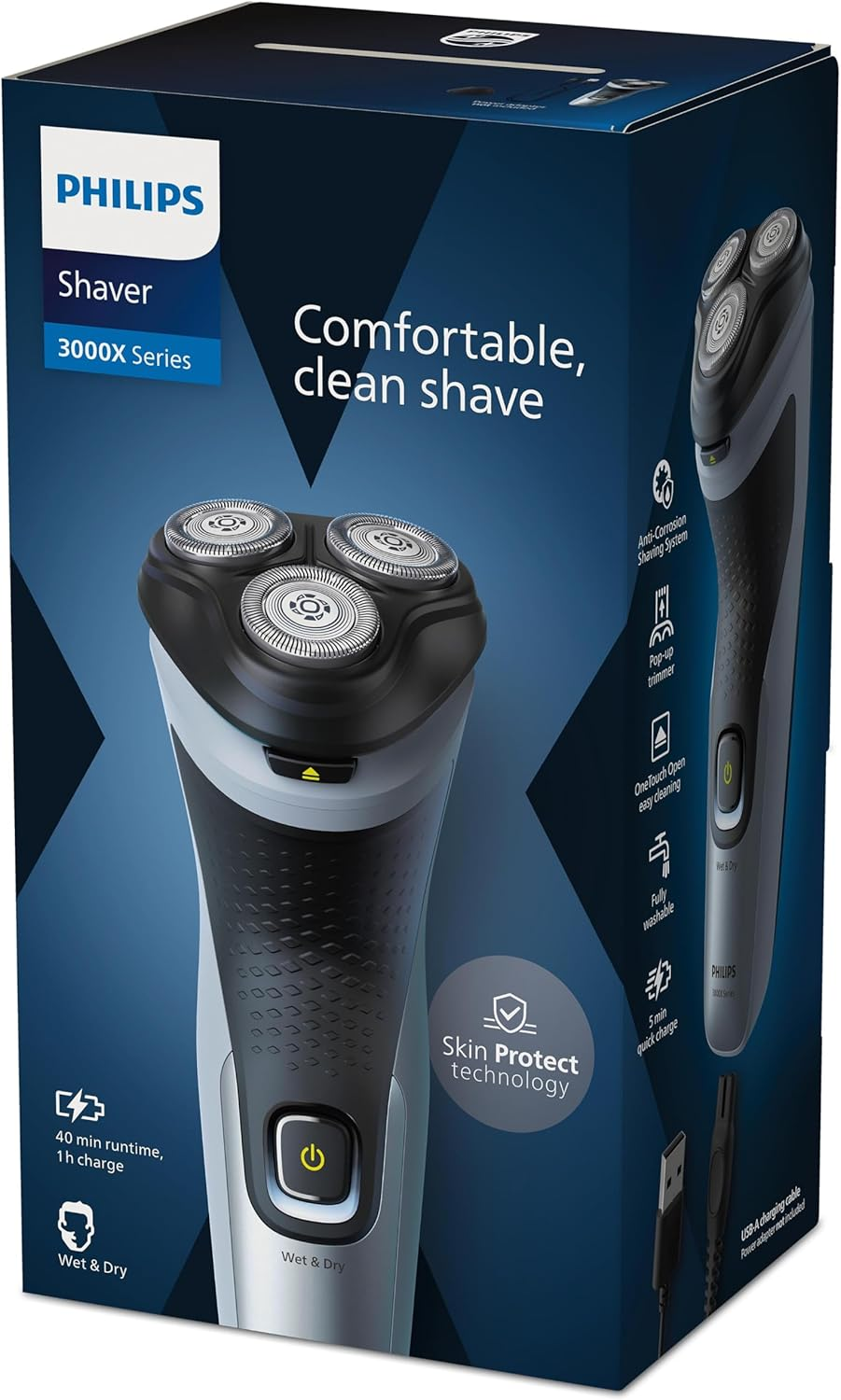 Philips Shaver 3000X Series Wet & Dry Electric Shaver X3063/00, 2 Years Warranty image number 2