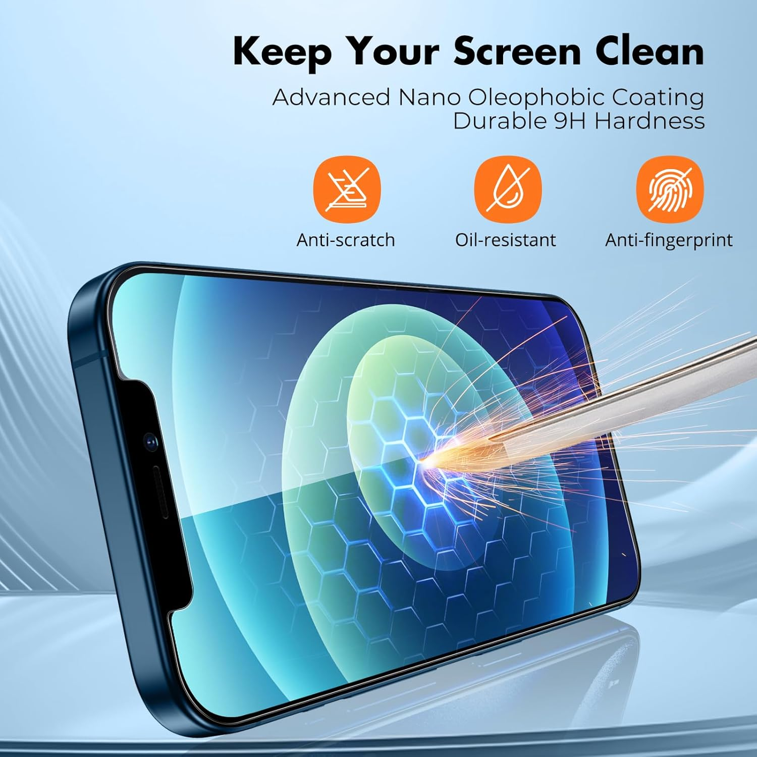 Unbreakcable Tempered Glass Screen Protector for Iphone 12 and 12 Pro, Pack of 3, 9H Hardness Protective Glass, 2.5D Double Defense Screen Protector, Scratch-Resistant, Anti-Fingerprint And image number 1