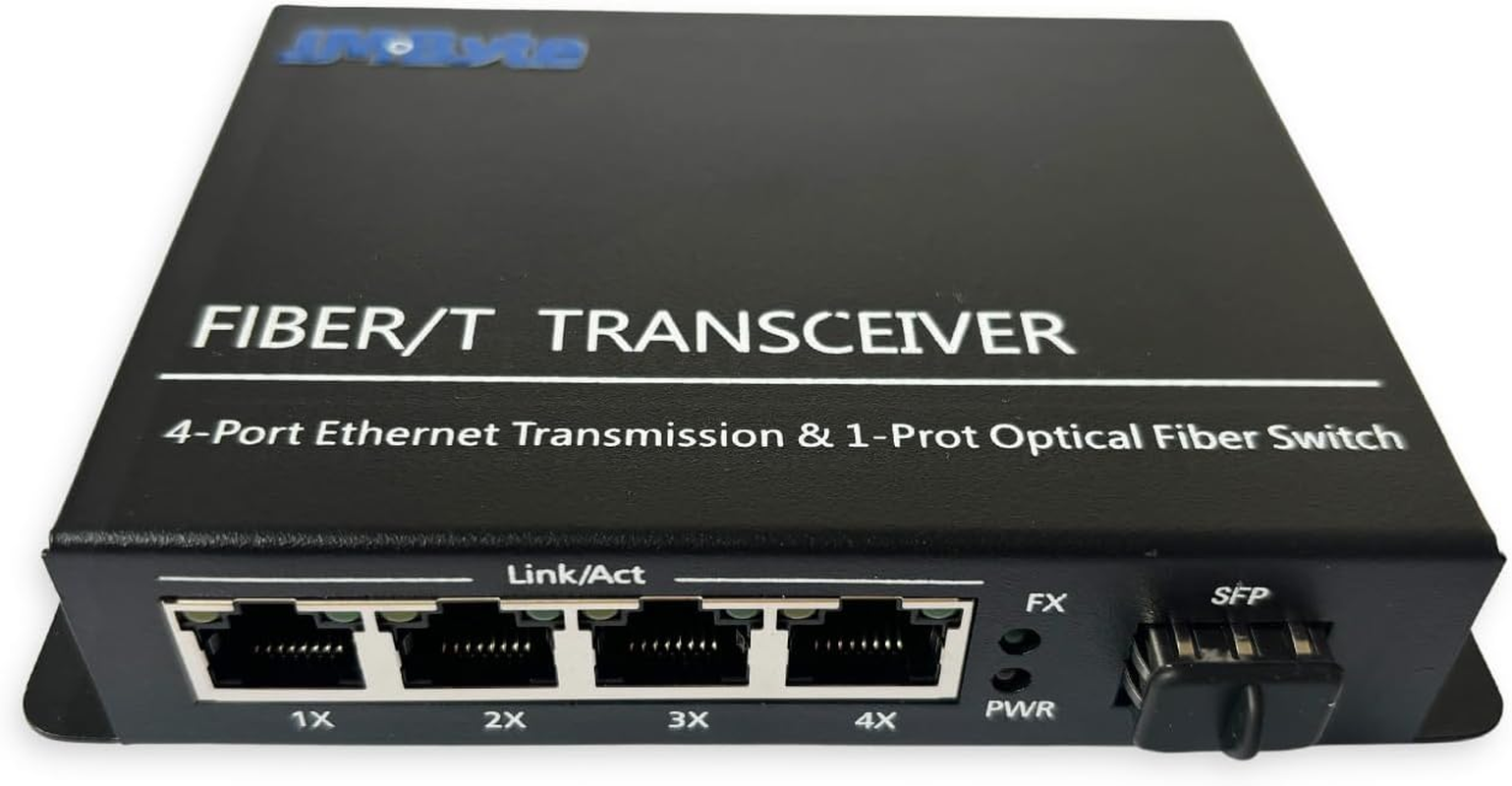 Jm-Byte Unmanaged Fiber Media Converter, Ethernet Switch, 4 &times; 10/100/1000Mbps RJ45 Ports, 1 Gigabit SFP Uplink, Auto-Mdi/Mdix, Plug & Play, No Configuration Required, Metal Casing (JM-CN2053-G) image number 2