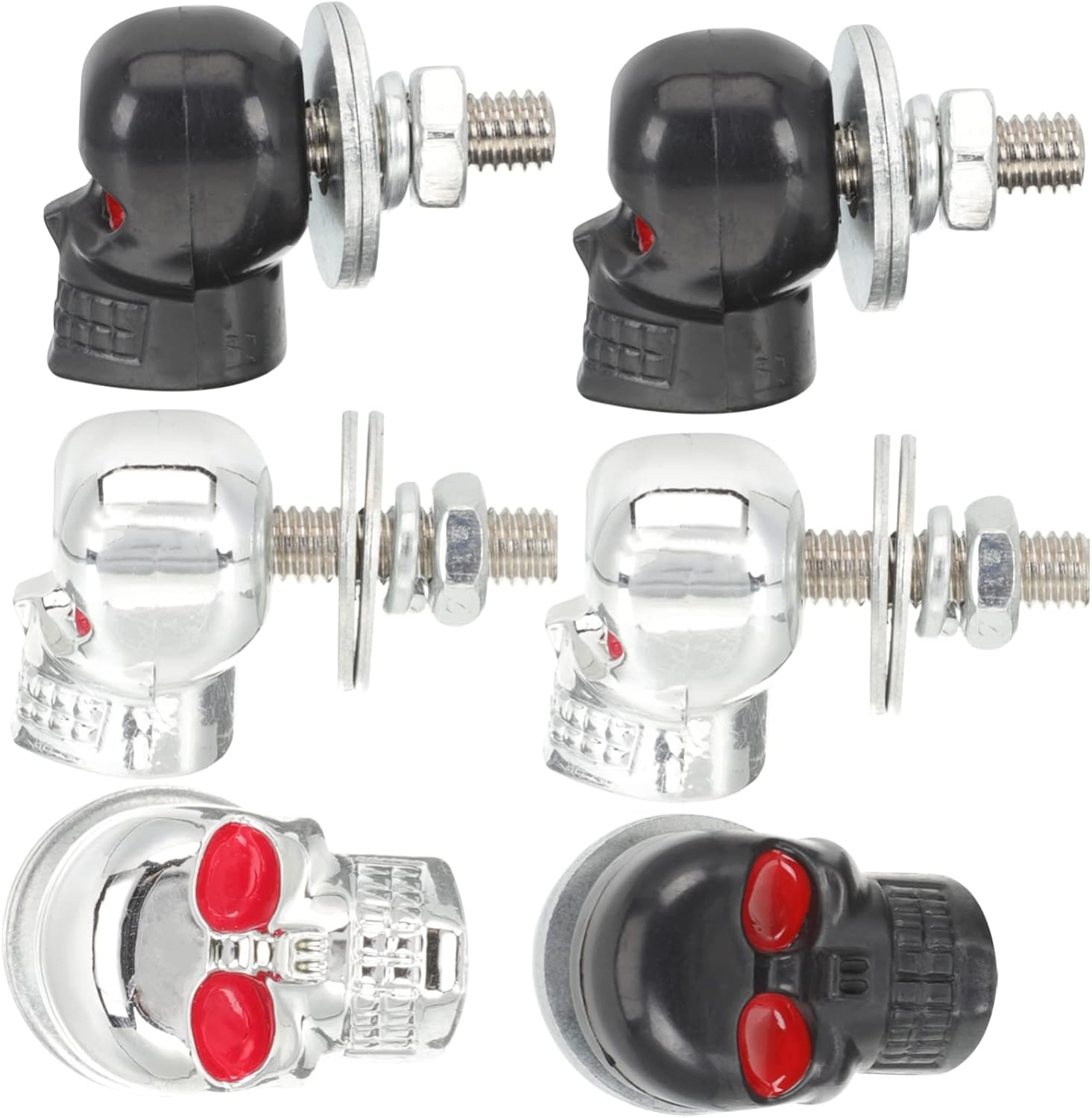 GRIRIW 6Pcs Skull Motorbike License Plate Screws Motorcycle Modification Fasteners Easy Install Nuts Washers Plated Finish for Motorbike Truck image number 1