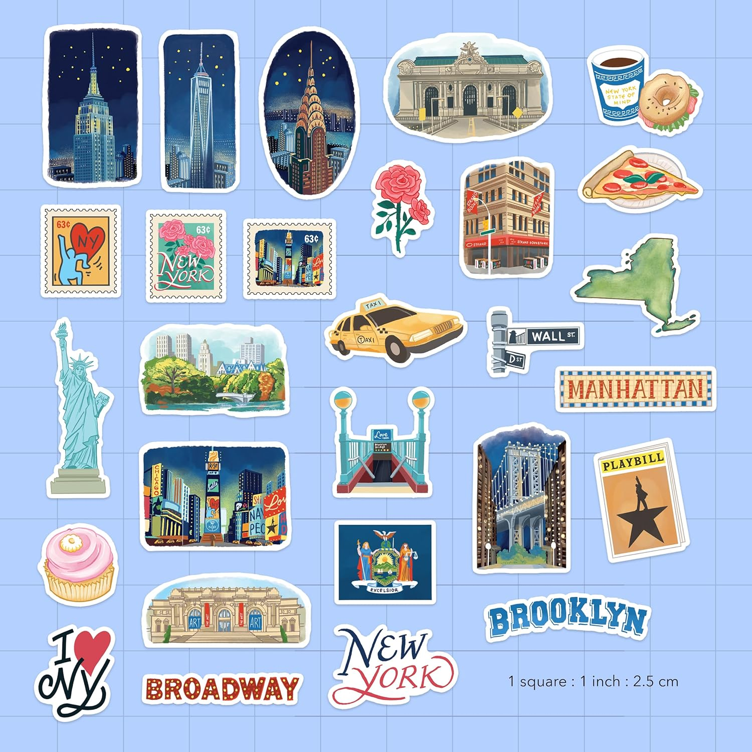 Navy Peony Iconic New York State Travel Stickers (28Pcs) &ndash; for Scrapbooks, Journals image number 6