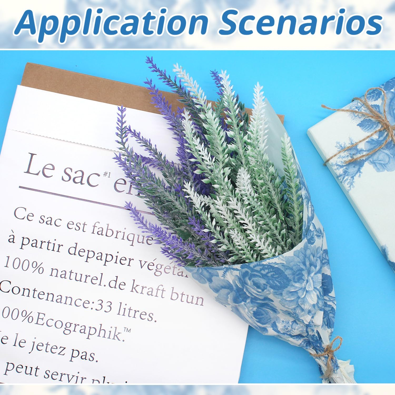 Benvo 20 Sheets Floral Print Tissue Paper 20 Inch X 29 Inch Decoupage Paper Decorative Tissue Paper Gift Wrapping Paper Flower DIY Art Craft Paper for Spring Wedding Birthday Baby Shower(Style B) image number 5