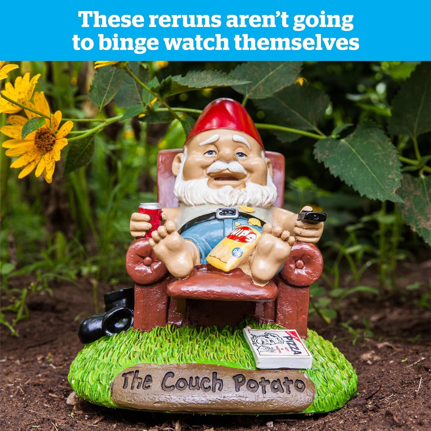 Bigmouth the Couch Potato Garden Gnome