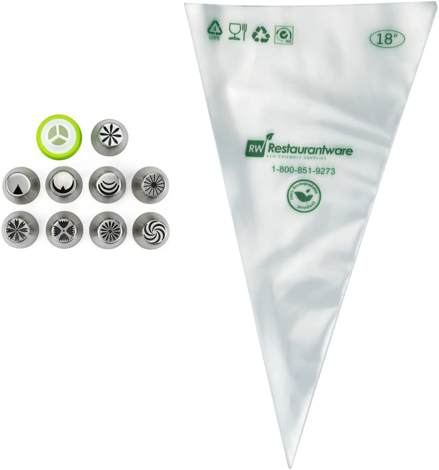 Pastry Tek Stainless Steel Russian Piping Tip Set - 20-Piece - 1 Count Box - Restaurantware image number 1