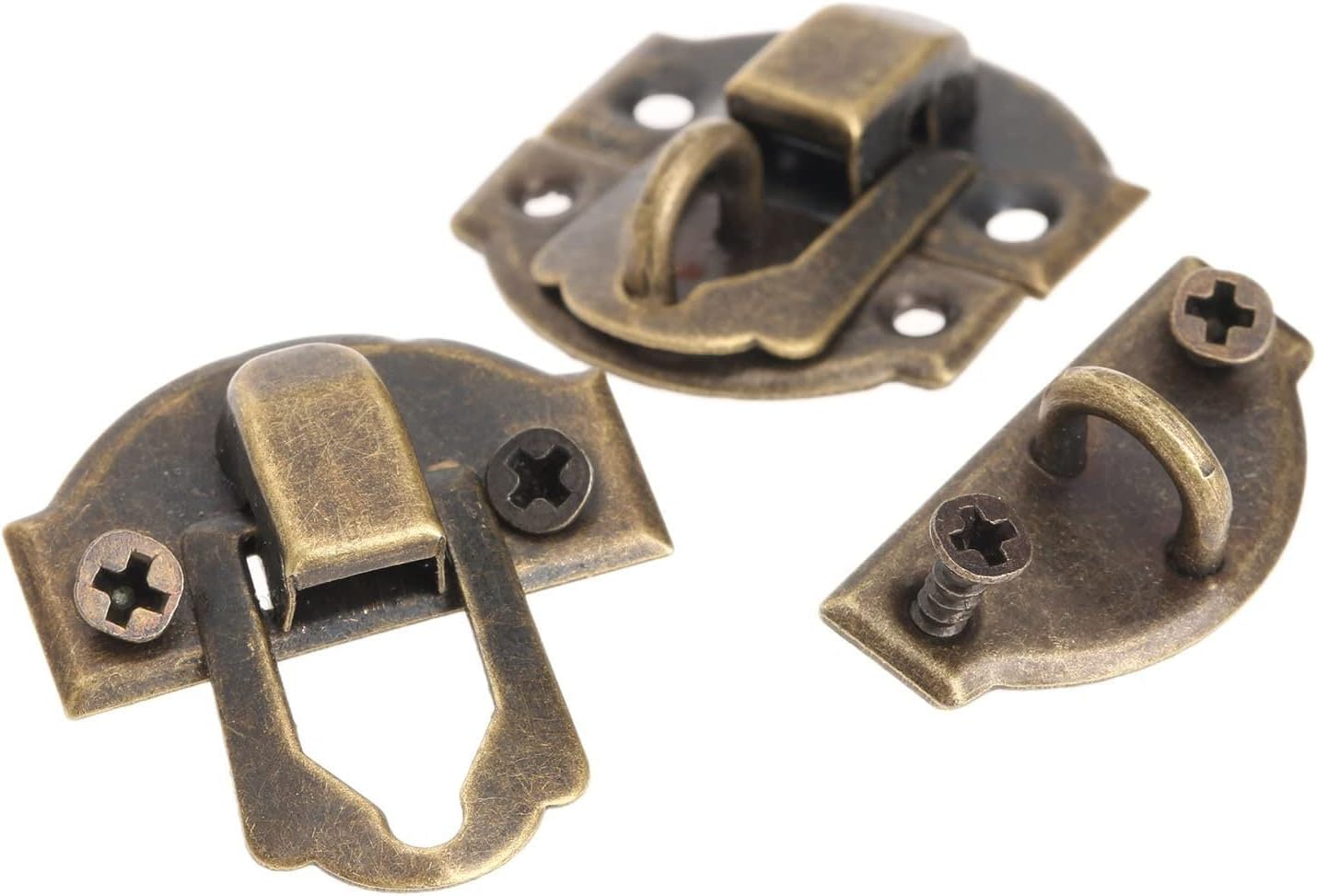 Dophee 12Pcs Antique Brass Decorative Hasp Jewelry Wooden Box Hasp Latch Lock with Screws image number 2