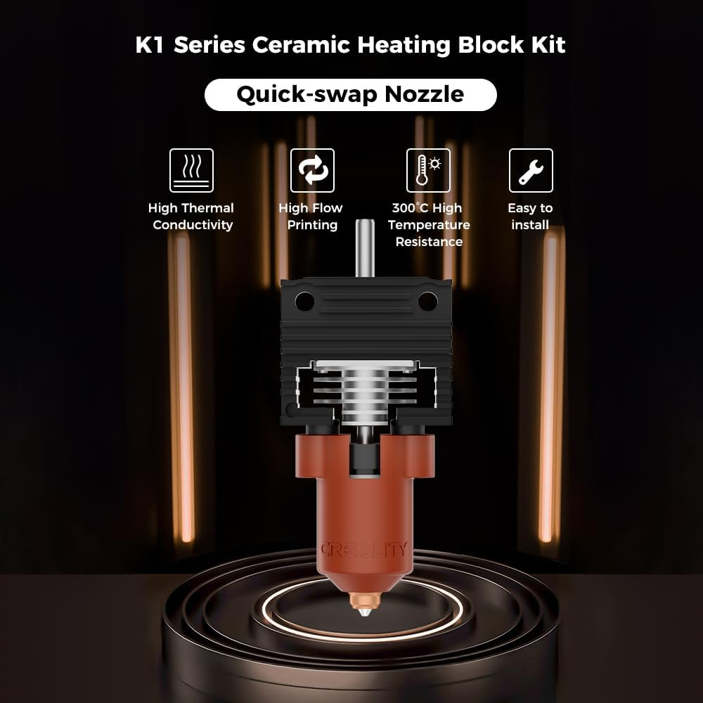 Official K1/K1Max/K1C (2024 Version) Upgrade Ceramic Heating Block Hotend Kit with Quick-Swap Nozzle, Supports 300&deg;C High Temperature, 600Mm/S High-Speed 3D Printing image number 4