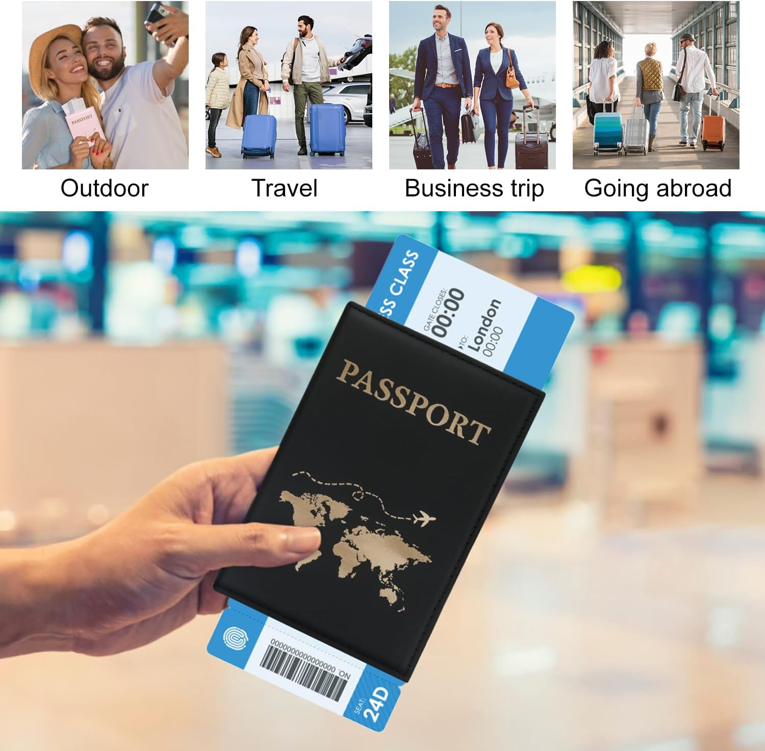 ILIYAH Passport Cover Waterproof Passport Holder Travel Accessories Passport Protector Women Premium PU Leather Minimalist Passport Holders(Black)