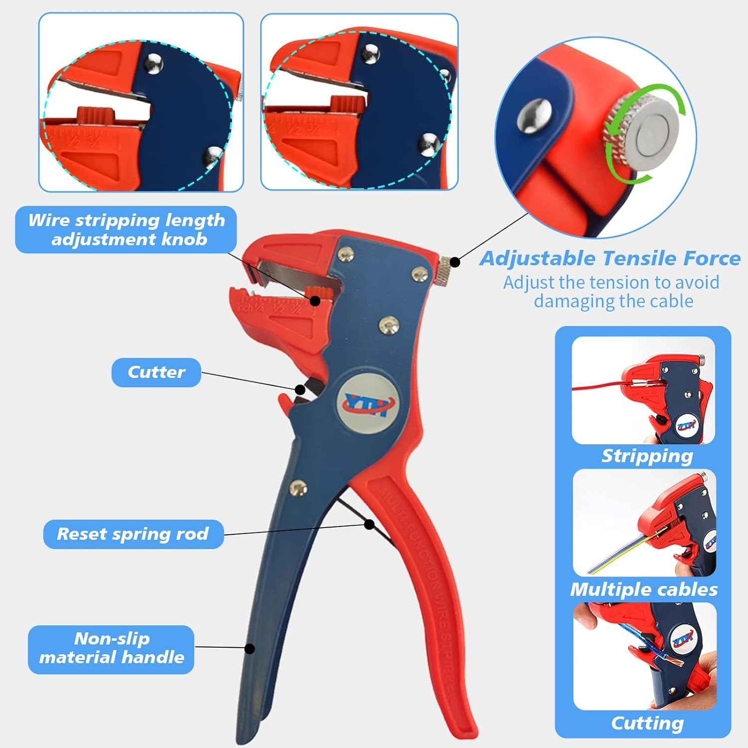 2 in 1 Automatic Wire Stripper & Cutter, Self-Adjusting Insulation Stripper Tool &ndash; Heavy Duty Electronic & Automotive Repair Electrician Tool with Ergonomic Grip, Precision Wire Stripping (Orange) - Orange image number 2