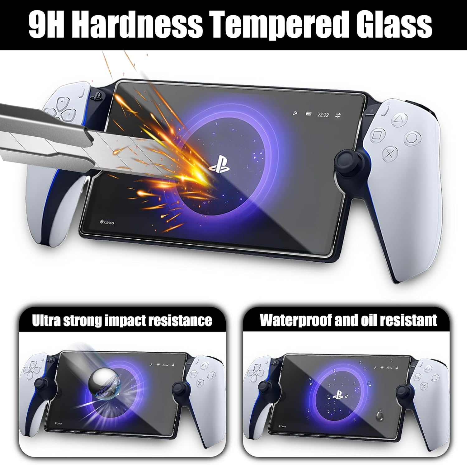 TQLGY 2 Pack Screen Protector for Playstation Portal Remote Player 8 Inch, Tempered Glass Screen Protector for Playstation 5 PS Portal Handheld, Ultra HD, Anti-Scratch, Anti-Fingerprint, Bubble-Free image number 5
