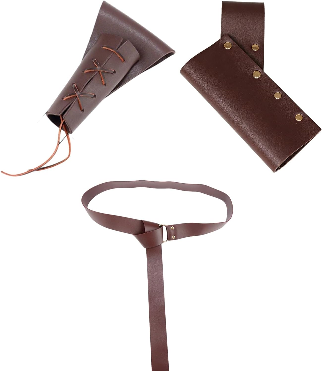 RIBNXHI 3 Piece Medieval Renaissance Knight Belt Set with Viking Sword Frog, Adjustable Leather Belt for Dagger and Sword, LARP Cosplay Costume Accessories for Men and Women image number 1