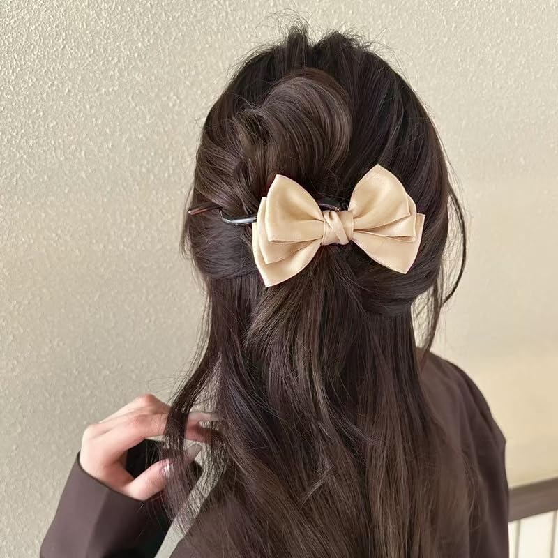 French Twist N Clip Bow Hair Clips for Women Nonslip Bowknot Twist Hair Barrettes Banana Clips Hairpins French Bow Hair Accessories Jaw Claw Clips for Girls 2PCS image number 1