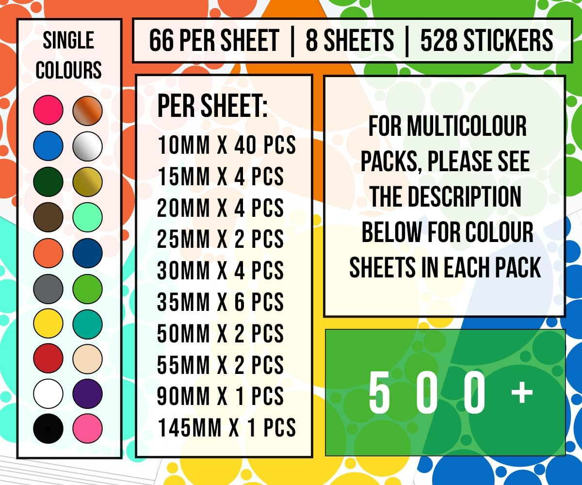 Stickerdeen 500+ Assorted Polka Dot Circle Wall Stickers for Kids Bedroom Living Room, Classroom, Playroom Decor Removable Vinyl Wall Stickers Dots Wall Decals (Grey) image number 4